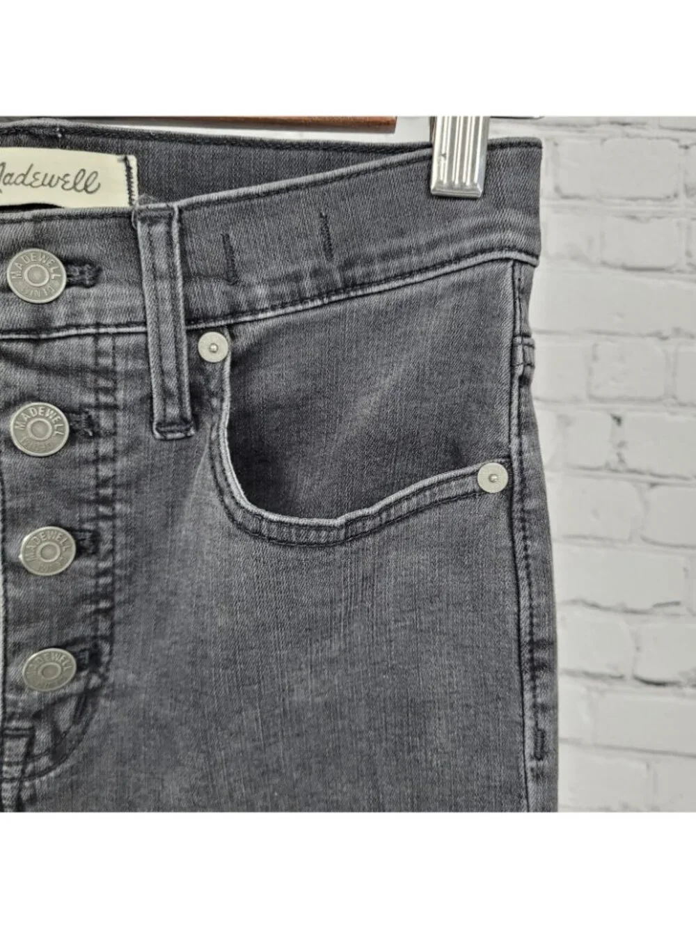 Madewell Grey Cali Demi Boot Button Fly Mid Rise Crop Denim Jeans 25 (25x26)